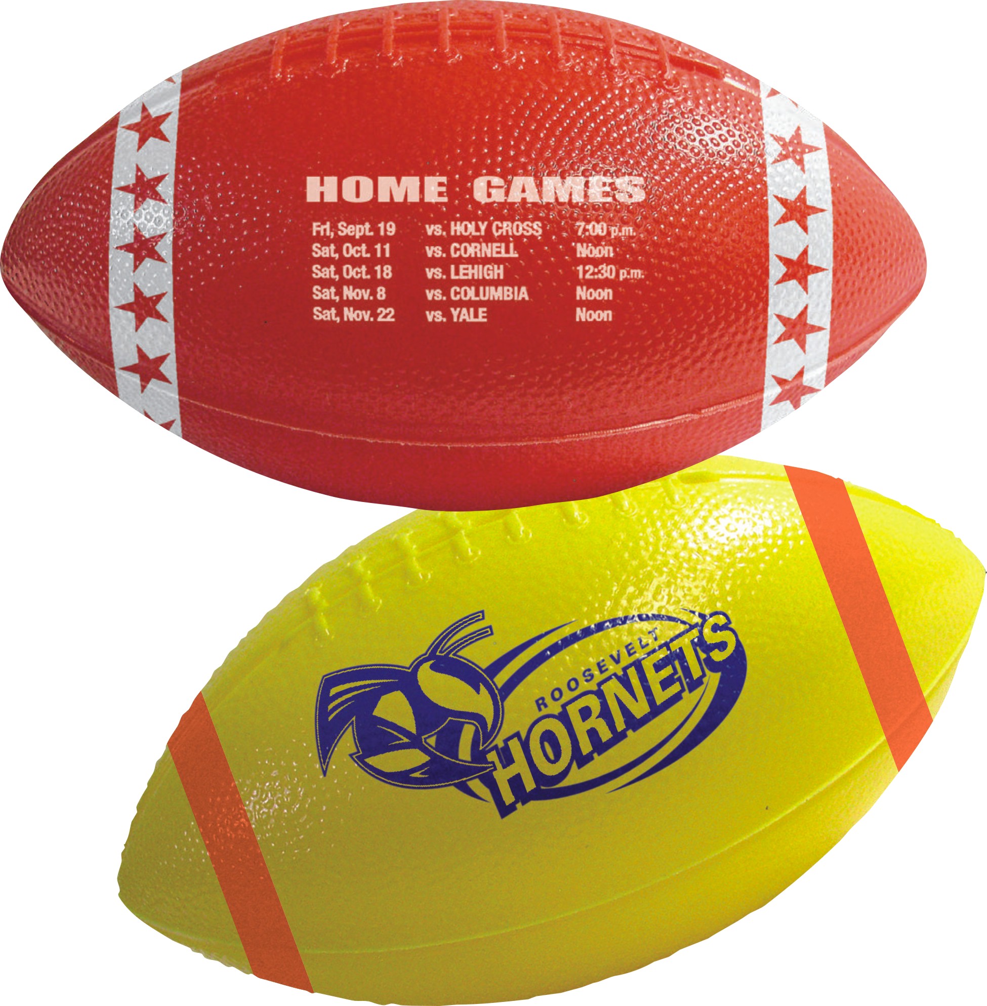 CURRENTLY UNAVAILABLE ................ 6" Mini Plastic Footballs - With Stripes
